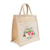 PERSONALIZED WOVEN JUTE MEDIUM TOTE BAG WITH POCKET -  TROPICAL FLORAL