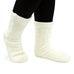 COZY SHERPA LINED CABLE KNIT SLIPPER SOCKS - THANK YOU WRAP