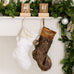CUSTOM PRINTED PLUSH FAUX FUR CHRISTMAS STOCKING - TRADITIONAL MONOGRAM TEXT