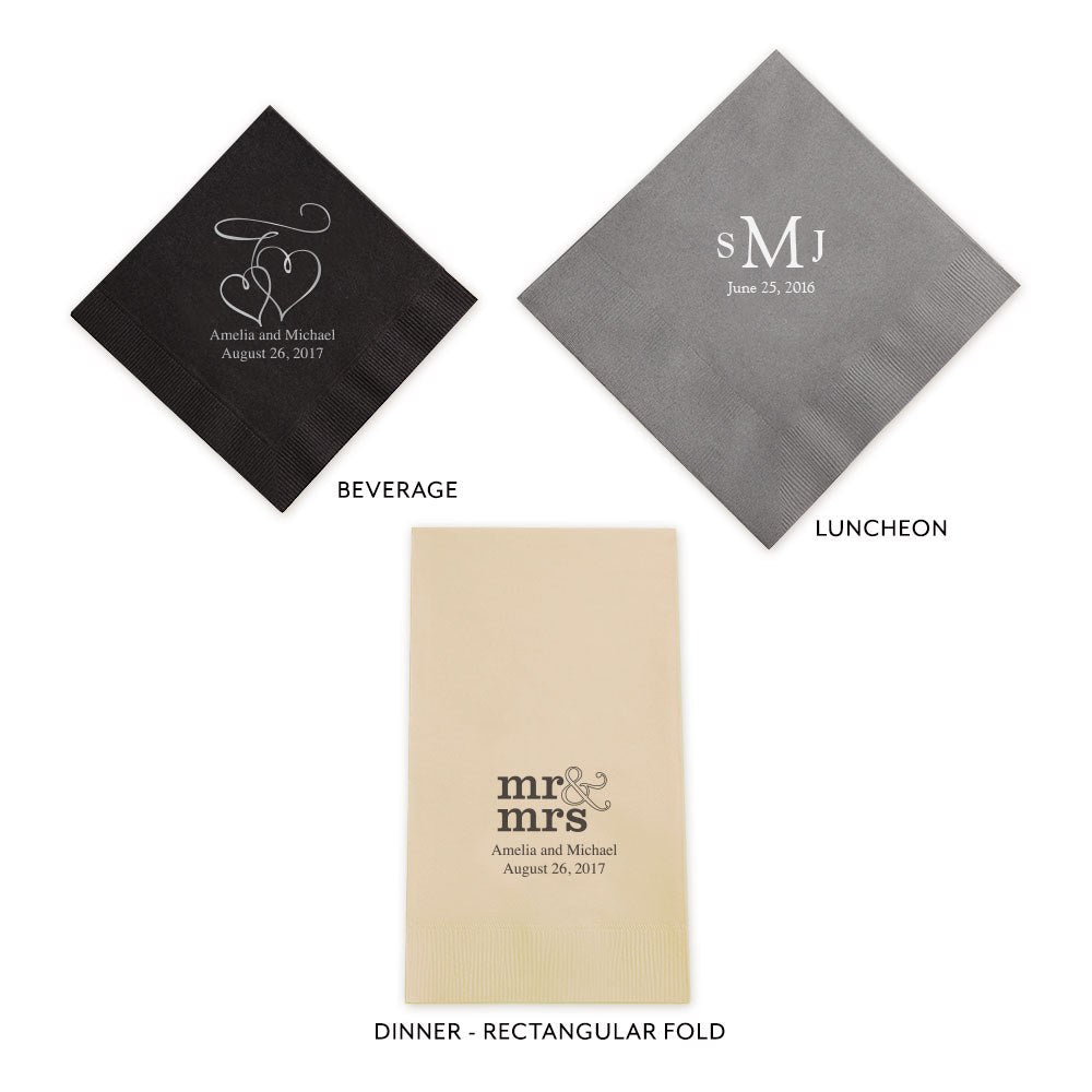 PERSONALIZED FOIL PRINTED PAPER NAPKINS - Mr & Mrs  (50/pkg)