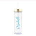 GOLD PERSONALIZED PLASTIC DRINK TUMBLER - CALLIGRAPHY TEXT PRINTING