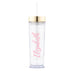 GOLD PERSONALIZED PLASTIC DRINK TUMBLER - CALLIGRAPHY TEXT PRINTING