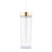 GOLD PERSONALIZED PLASTIC DRINK TUMBLER - CONTEMPORARY VERTICAL LINE PRINTING