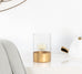 SATIN GOLD BASE GLASS CYLINDER TEALIGHT HOLDER