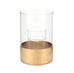 SATIN GOLD BASE GLASS CYLINDER TEALIGHT HOLDER