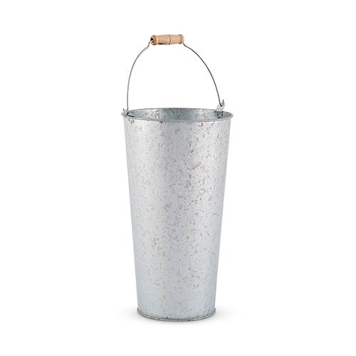 GALVANIZED FLOWER MARKET BUCKET WITH HANDLE - LARGE - AyaZay Wedding Shoppe