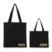 MODERN MONOGRAM BLACK CANVAS TOTE BAG - AyaZay Wedding Shoppe