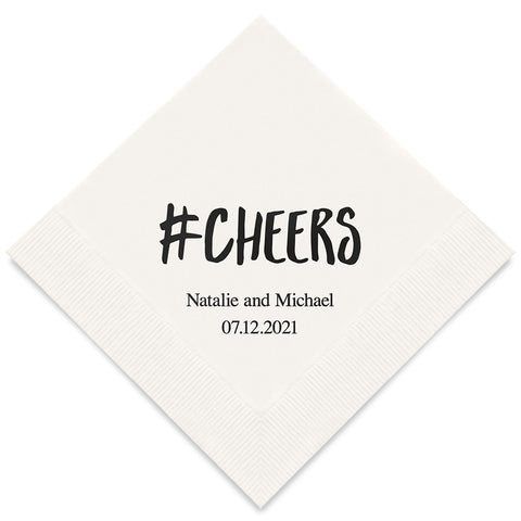 PERSONALIZED FOIL PRINTED PAPER NAPKINS - Hashtag Cheers
(50/pkg)