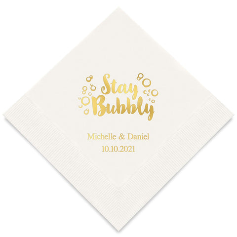 PERSONALIZED FOIL PRINTED PAPER NAPKINS - Stay Bubbly
(50/pkg)