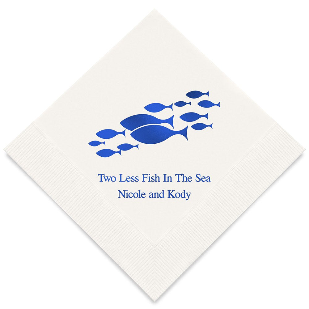 PERSONALIZED FOIL PRINTED PAPER NAPKINS - Two Less Fish In The Sea

(50/pkg)