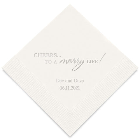 PERSONALIZED FOIL PRINTED PAPER NAPKINS - Cheers To A Marry Life
(50/pkg)