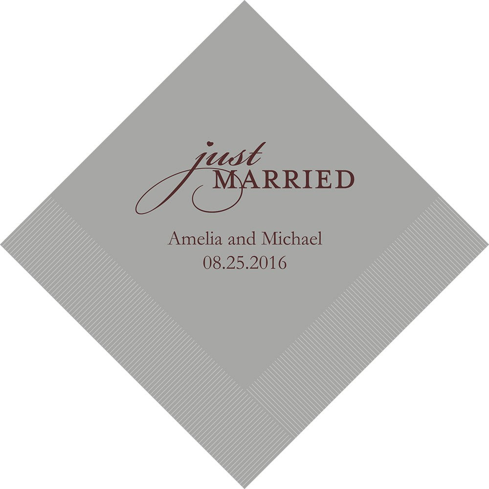 PERSONALIZED FOIL PRINTED PAPER NAPKINS - Just Married (50/pkg)