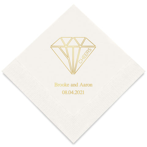 PERSONALIZED FOIL PRINTED PAPER NAPKINS - Cheers Geometric Diamond

(50/pkg)