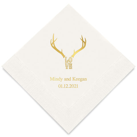 PERSONALIZED FOIL PRINTED PAPER NAPKINS - Love Antlers

(50/pkg)