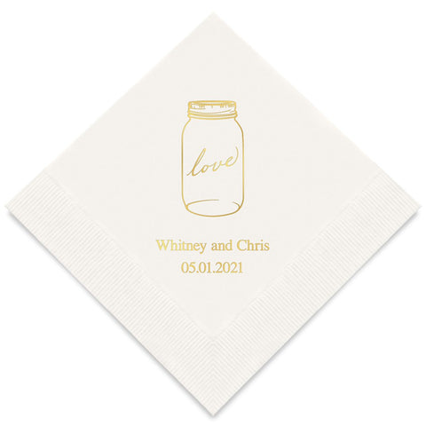 PERSONALIZED FOIL PRINTED PAPER NAPKINS - Mason Jar Love

(50/pkg)