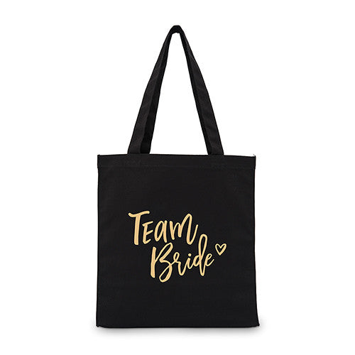 TEAM BRIDE BLACK CANVAS TOTE BAG - AyaZay Wedding Shoppe