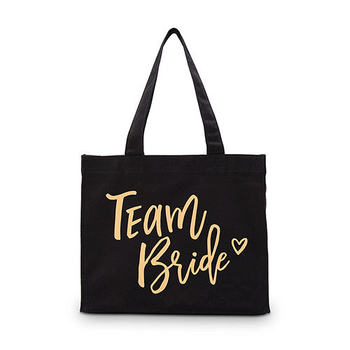 TEAM BRIDE BLACK CANVAS TOTE BAG - AyaZay Wedding Shoppe