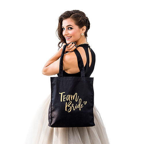 TEAM BRIDE BLACK CANVAS TOTE BAG - AyaZay Wedding Shoppe